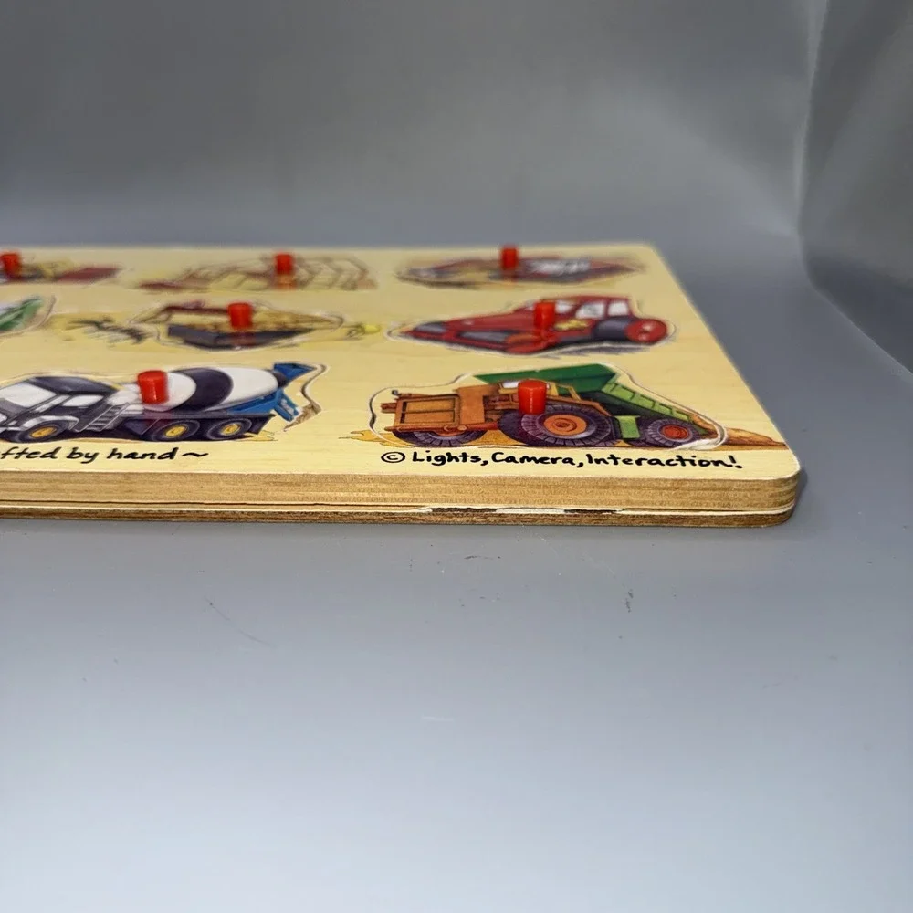 2 -Vintage Wooden Transportation/Construction Child's 9 Piece Wooden Peg Puzzles